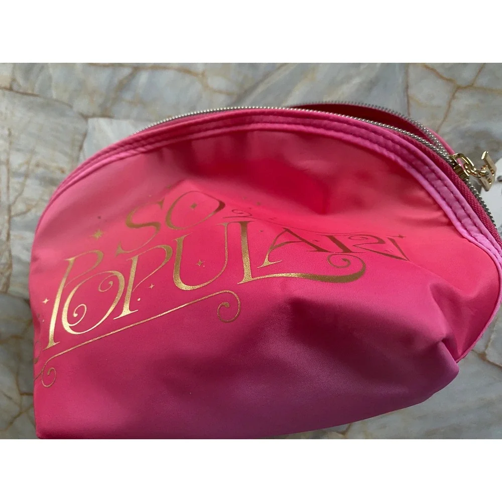 Wicked‎ x Conair Glinda So Popular Pink Cosmetic Makeup Bag Gold Zipper NWT